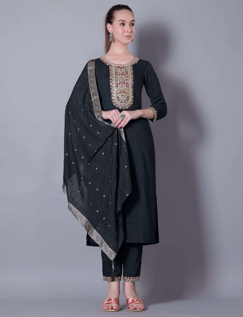 SHAYARI BY ASLIWHOLESALE DESIGNER PURE SILK EMBROIDERY DRESSES-00265