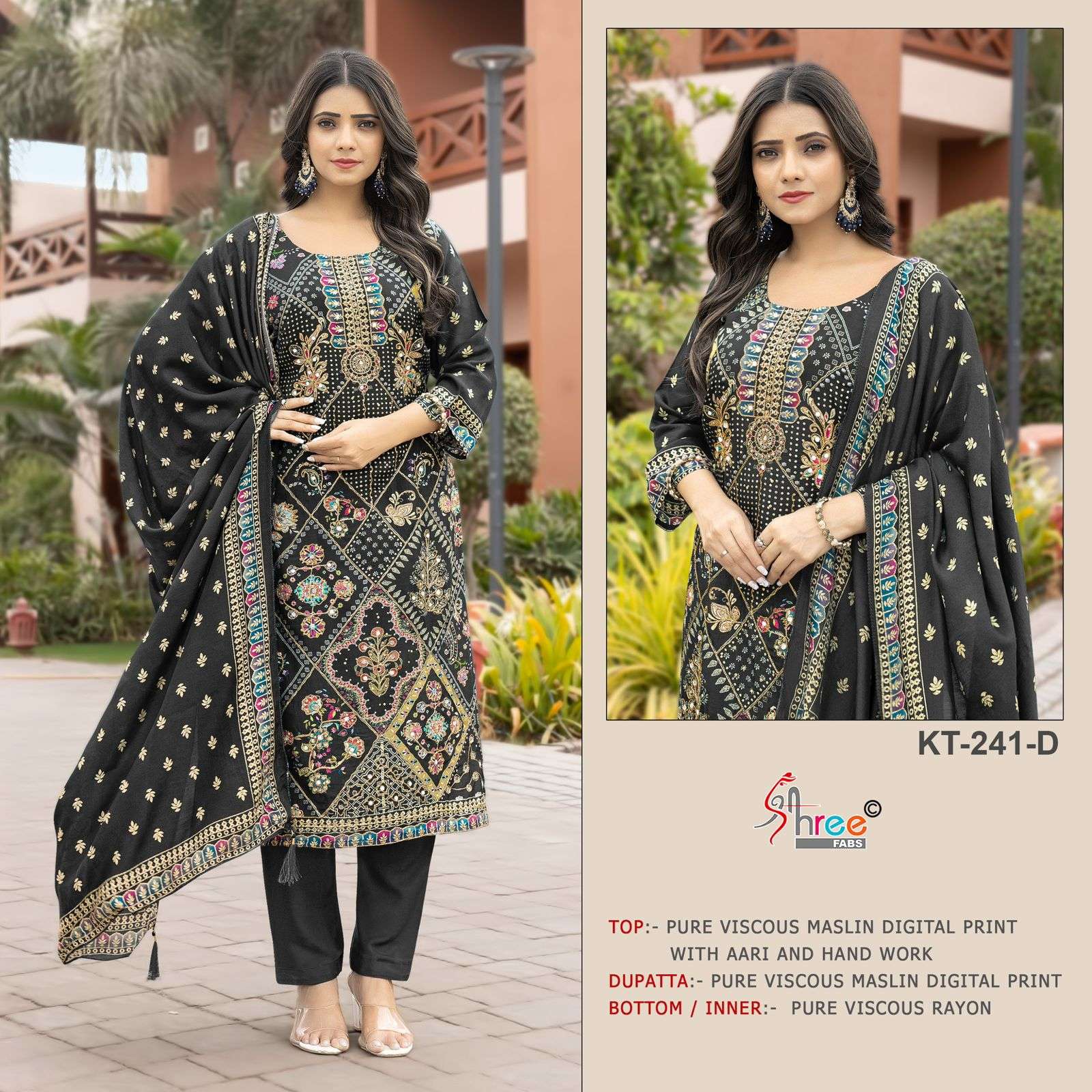 SHREE FAB KT-241 COLOUR PURE VISCOSE MUSLIN PRINTED PAKISTANI DRESSES-00201