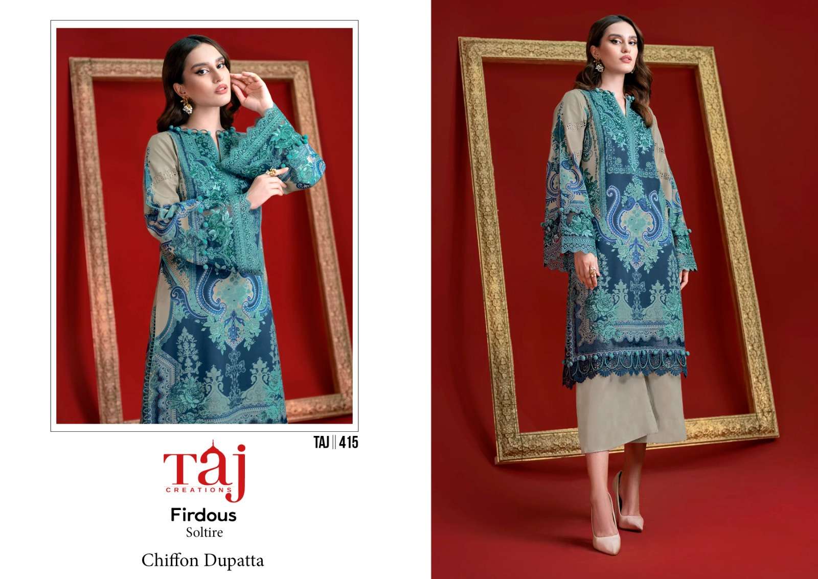TAJ CREATIONS 415 HIT DESIGN HEAVY COTTON PRINTED PAKISTANI DRESS-00071