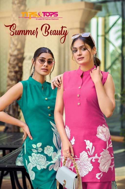 TIPS AND TOPS SUMMER BEAUTY 1001 TO 1006 SERIES PURE RAYON PRINTED CO-ORD SET-00014