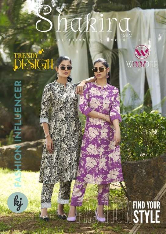 WOODEE SHAKIRA VOL-2 2001 TO 2006 SERIES PURE RAYON PRINTED CO-ORD SET-00140
