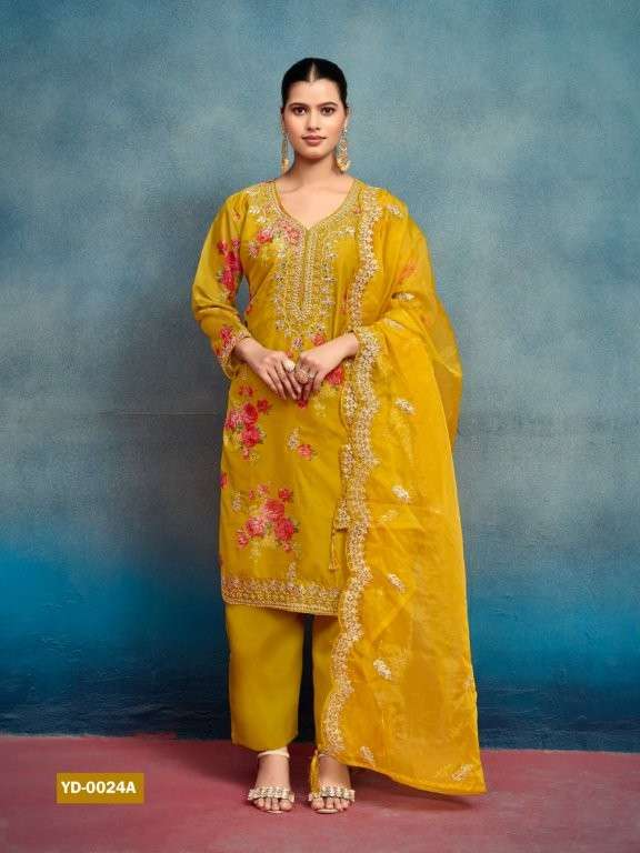 YD-0024 BY ASLIWHOLESALE DESIGNER  PURE HEAVY SILK EMBROIDERY DRESSES-00104