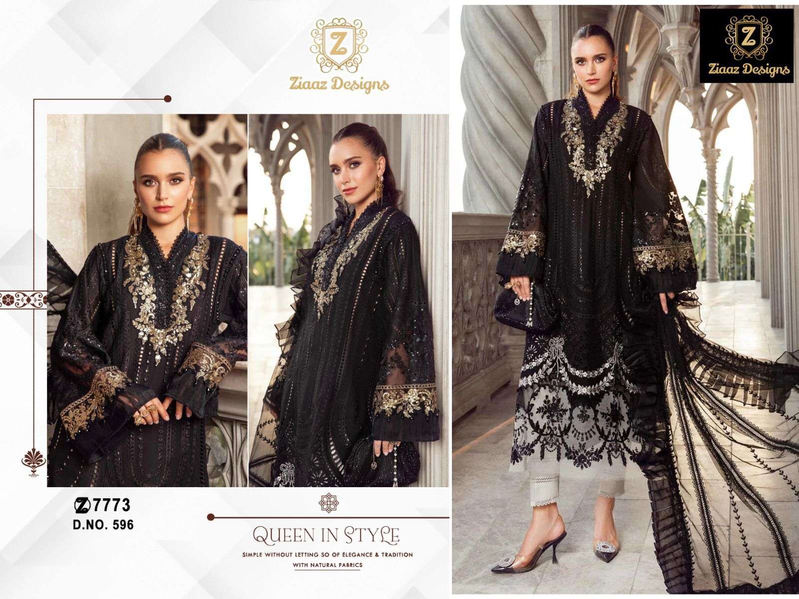 ZIAAZ 596 HEAVY EMBROIDERY RAYON PRINTED PAKISTANI DRESS-00201