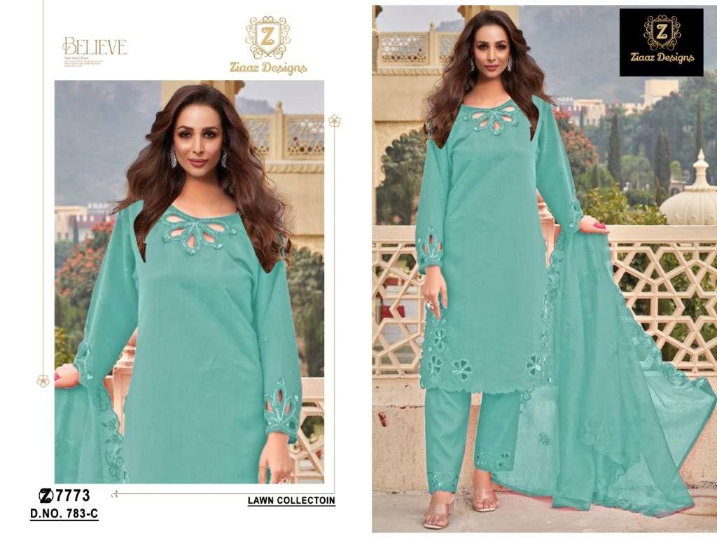 ZIAAZ 783 COLOUR PURE HEAVY COTTON EMBROIDERY PAKISTANI DRESSES-00071