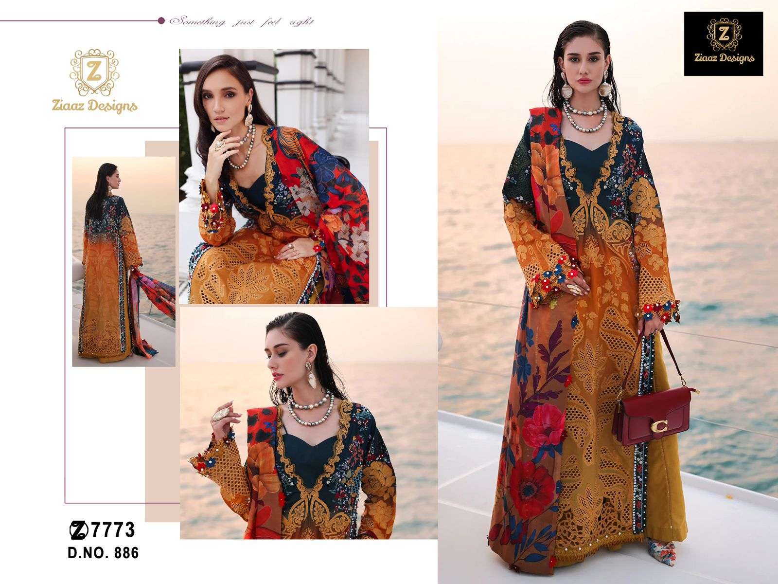 ZIAAZ 886 COLOUR DESIGNER HEAVY COTTON EMBROIDERY PAKISTANI DRESS-00201