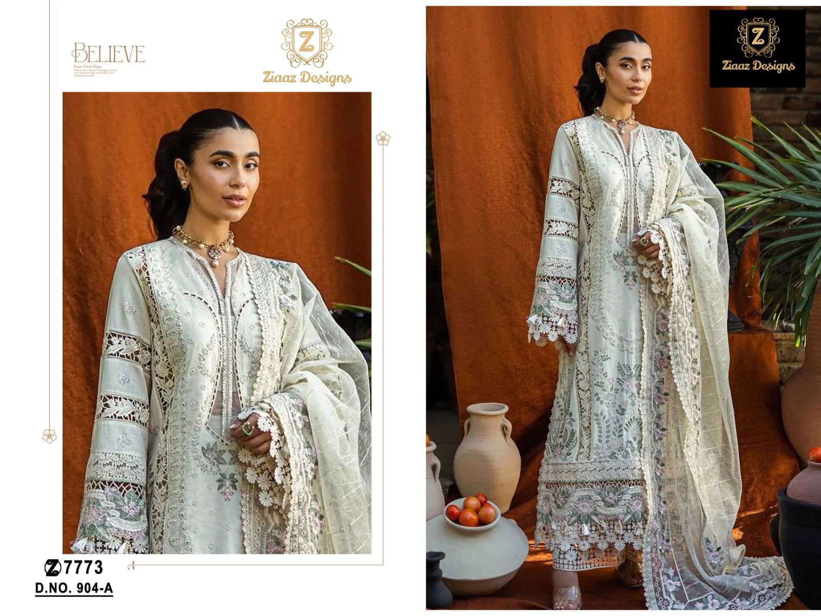 ZIAAZ 904 HEVAY COTTON PRINTED EMBROIDERY PAKISTANI DRESSES-00071