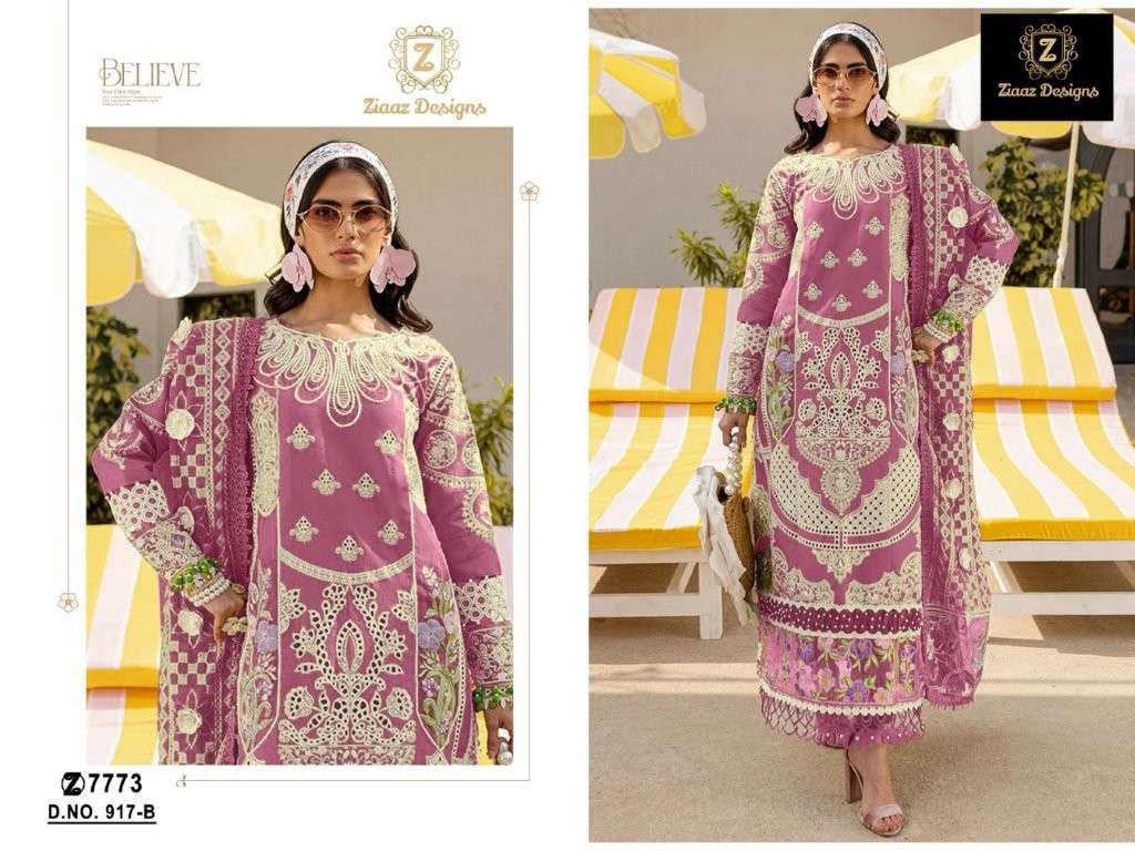 ZIAAZ 917 COLOUR HEAVY EMBROIDERY COTTON PRINTED PAKISTANI DRESSES-00201