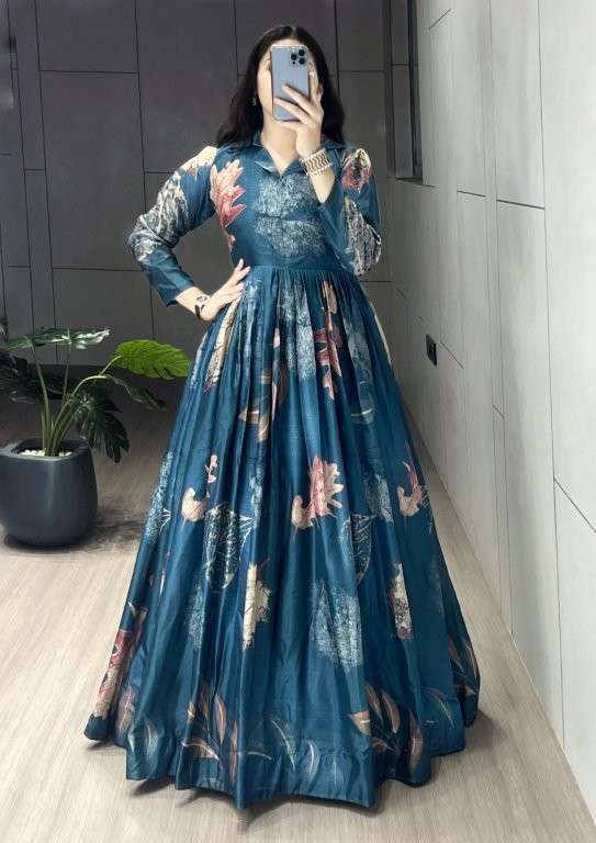 9031 COLOUR BY ASLIWHOLESALE DESIGNER PURE SILK GOWN-00135
