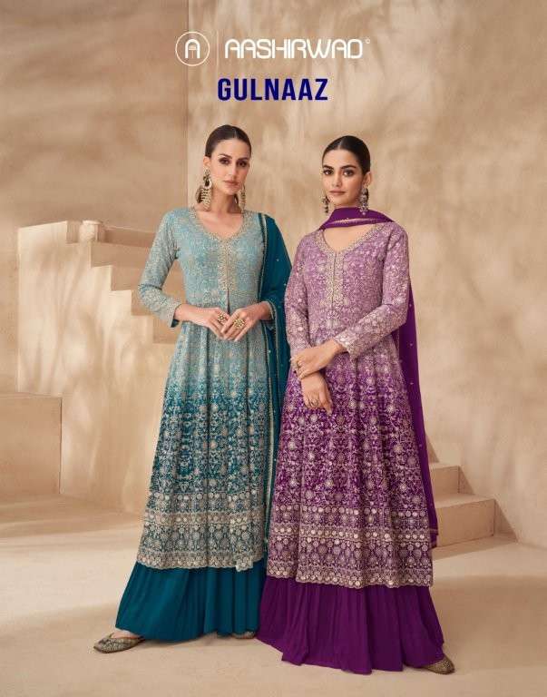 AASHIRWAD CREATION GULNAAZ PURE REAL GEORGETTE EMBRODIERY DRESSES-00028