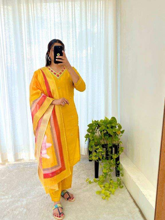 DN-419 BY ASLIWHOLESALE DESIGNER PURE ROMAN SILK HANDWORK DRESSES-00232