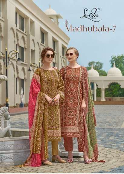 LEVISHA MADHUBALA VOL-07 7013 TO 7020 SERIES PURE CAMBRIC LAWN COTTON PRINTED PAKISTANI DRESSES-0001...