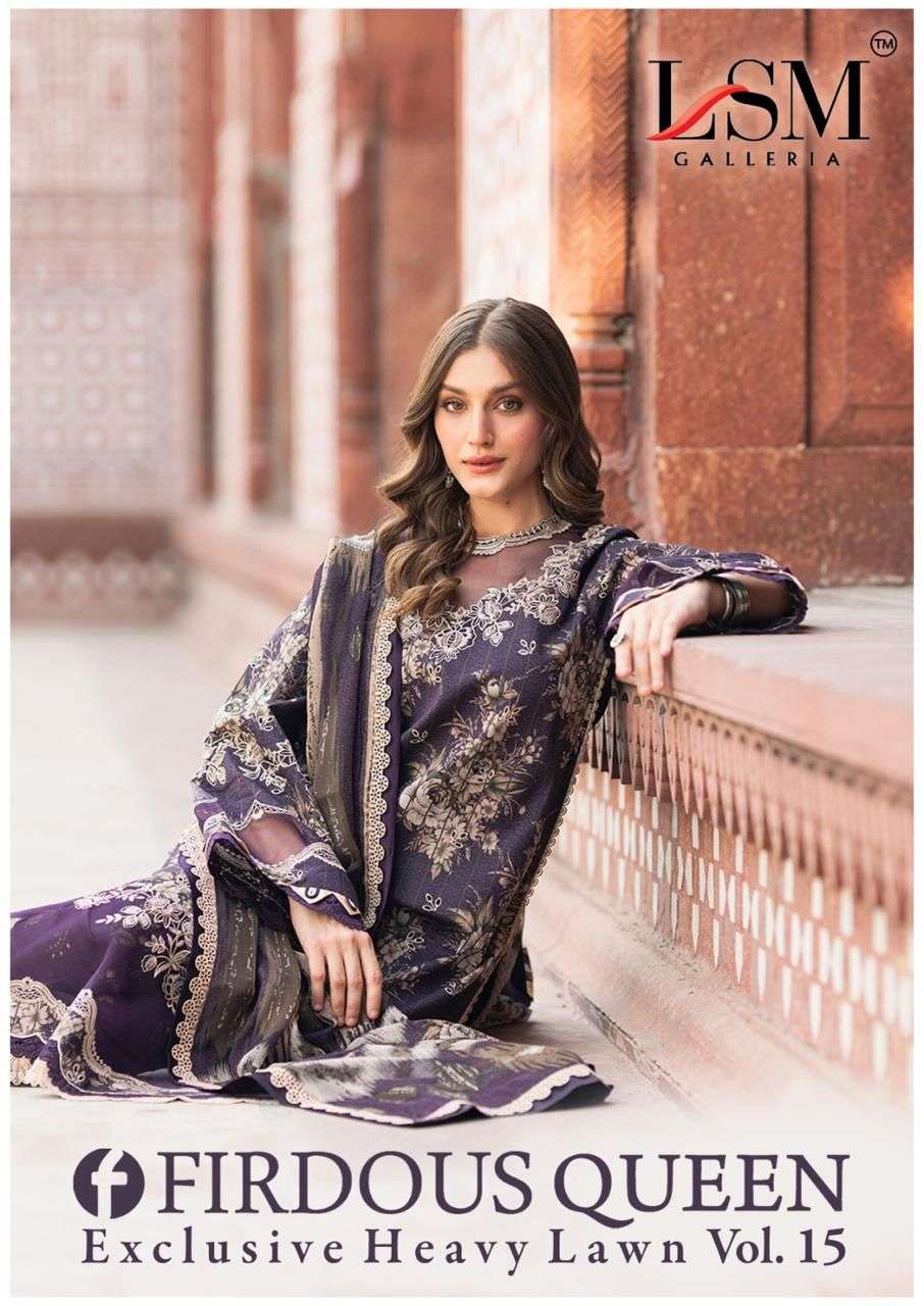 LSM GALLERIA FIRDOUS QUEEN VOL-15 151 TO 156 SERIES PURE LAWN PRINTED PAKISTANI DRESSES-00062