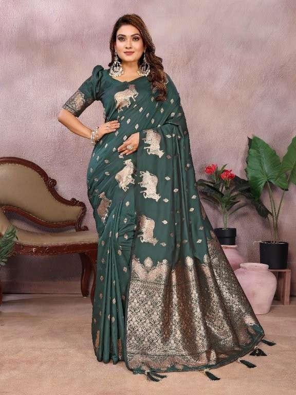 MANJARI BY ASLIWHOLESALE DESIGNER PURE BANARASI SILK SAREES-00125