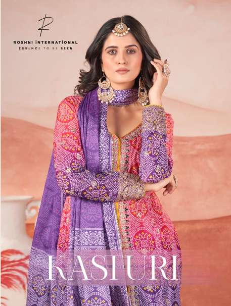ROSHNI INTRENATIONAL KASTURI 10001 TO 10004 SERIES PURE CHINON SILK SHARARA DRESSES-00028