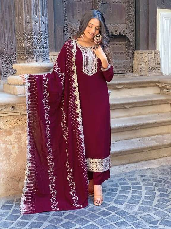 SC-478 BY ASLIWHOLESALE DESIGNER PURE VICHITRA SILK EMBROIDERY DRESSES-00264