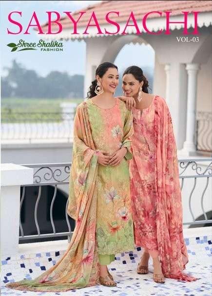 SHREE SHALIKA SABYASACHI VOL-03 3001 TO 3008 SERIES PURE GEORGETTE PRINTED DRESSES-00028