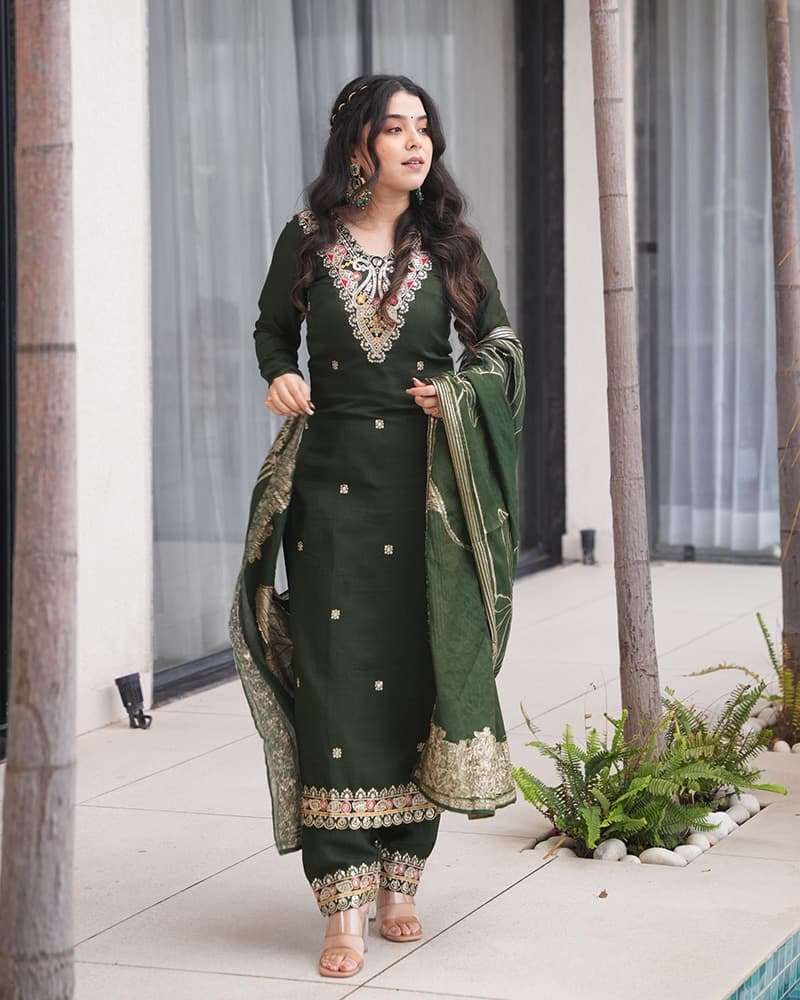 TAN-137 BY ASLIWHOLESALE DESIGNER PURE ROMAN SILK EMBROIDERY DRESSES-00097