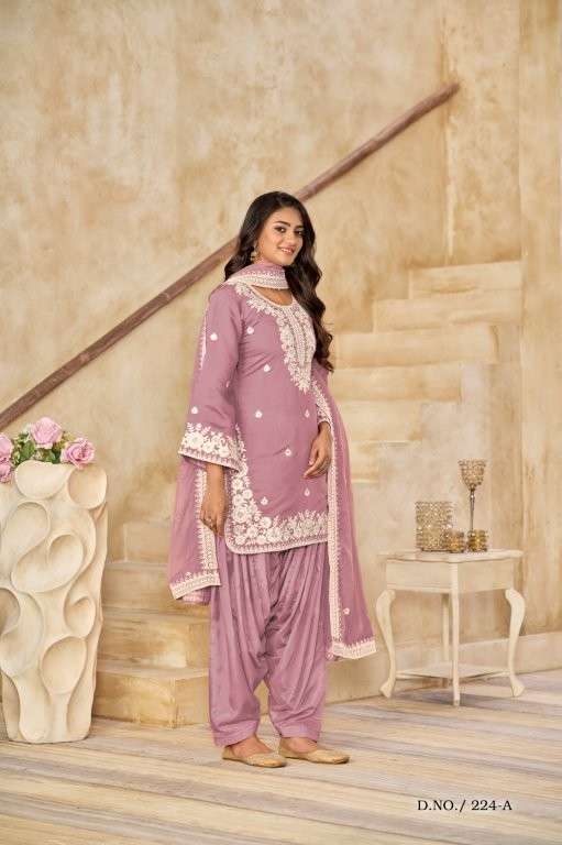 TWISHA AANAYA VOL-224 PURE ROMAN SILK EMBROIDERY DRESSES-00274