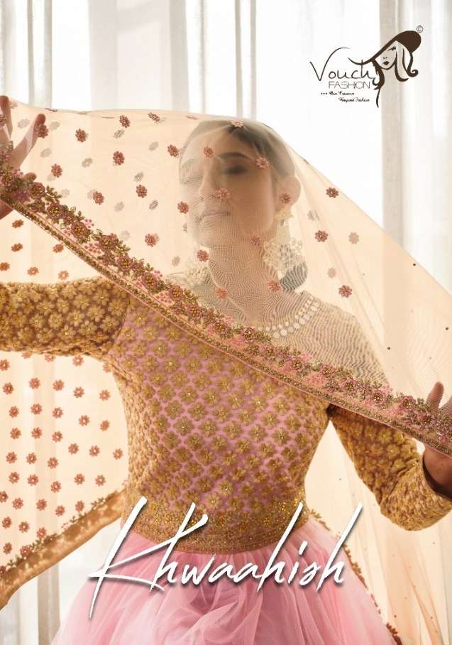 VOUCH FASHION KHWAAHISH 3001 TO 3006 SERIES PURE EMBROIDERY SILK GEORGETTE NET DRESSES-00028