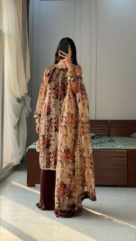 5287 HIT COLOUR BY ASLIWHOLESALE DESIGNER PURE FAUX GEORGETTE EMBROIDERY PRINTED DRESSES-00262
