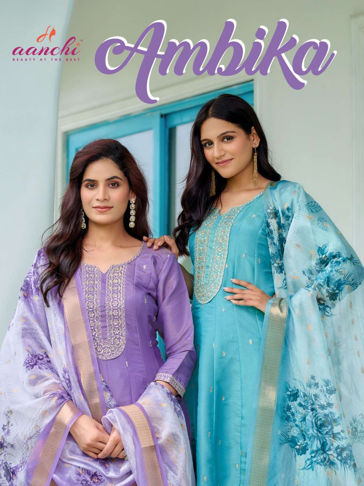 AANCHI AMBIKA PURE SHIMMER EMBROIDERY  PRINTED DRESSES-00286