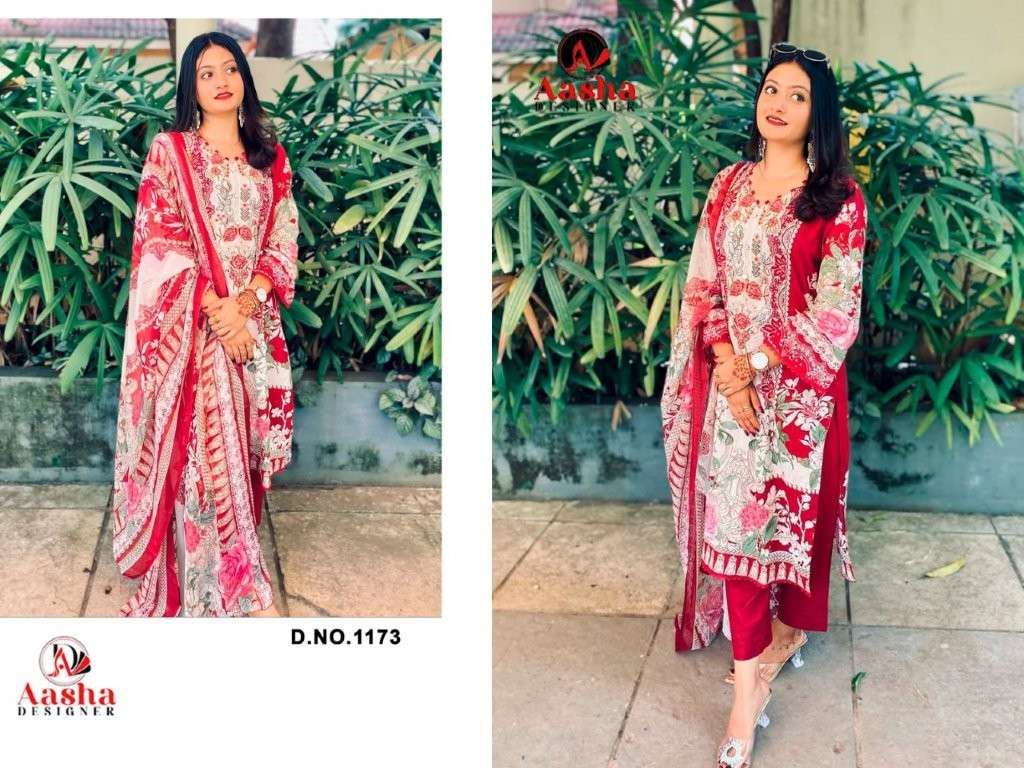 AASHA DESIGNER 1173 SERIES PURE COTTON EMBROIDERY PAKISTANI DRESS-00062