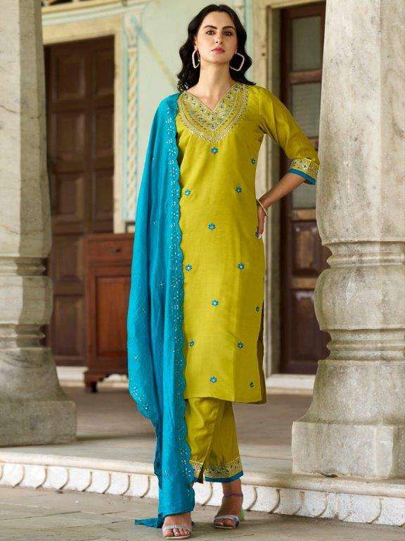 ALEXA BY ASLIWHOLESALE DESIGNER PURE VISCOSE CHANDERI EMBROIDERY DRESSES-00264