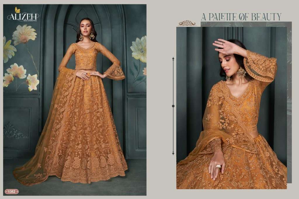 ALIZEH BRIDAL HERITAGE 1082 SERIES PURE NET EMBROIDERY PRINTED LEHENGAS-00001