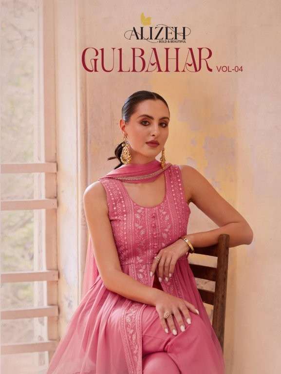 ALIZEH GULBAHAR VOL-4 6001 TO 6005 SERIES PURE GEPRGETTE EMBROIDERY PRINTED DRESSES-00001