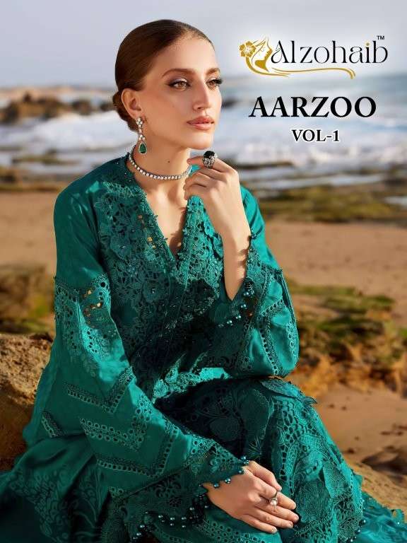 ALZOHAIB AARZOO VOL-01 PURE COTTON EMBROIDERY PAKISTANI DRESSES-00201