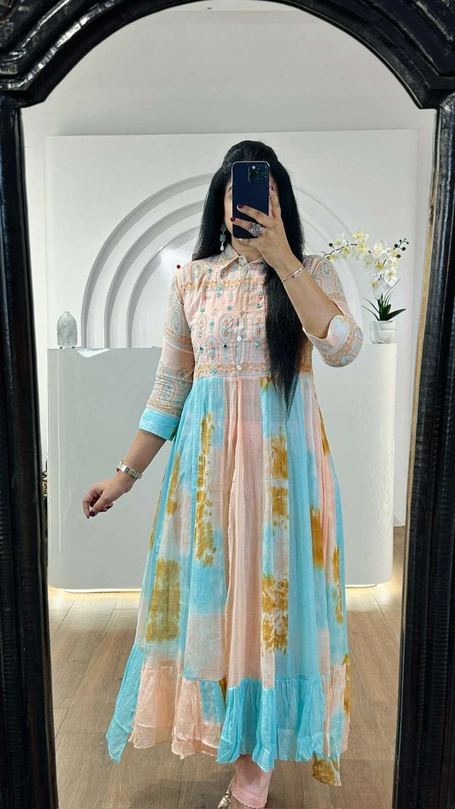 ARYA DRESS MAKER MAITHILI PURE COTTON CHANDERI DRESS-00079