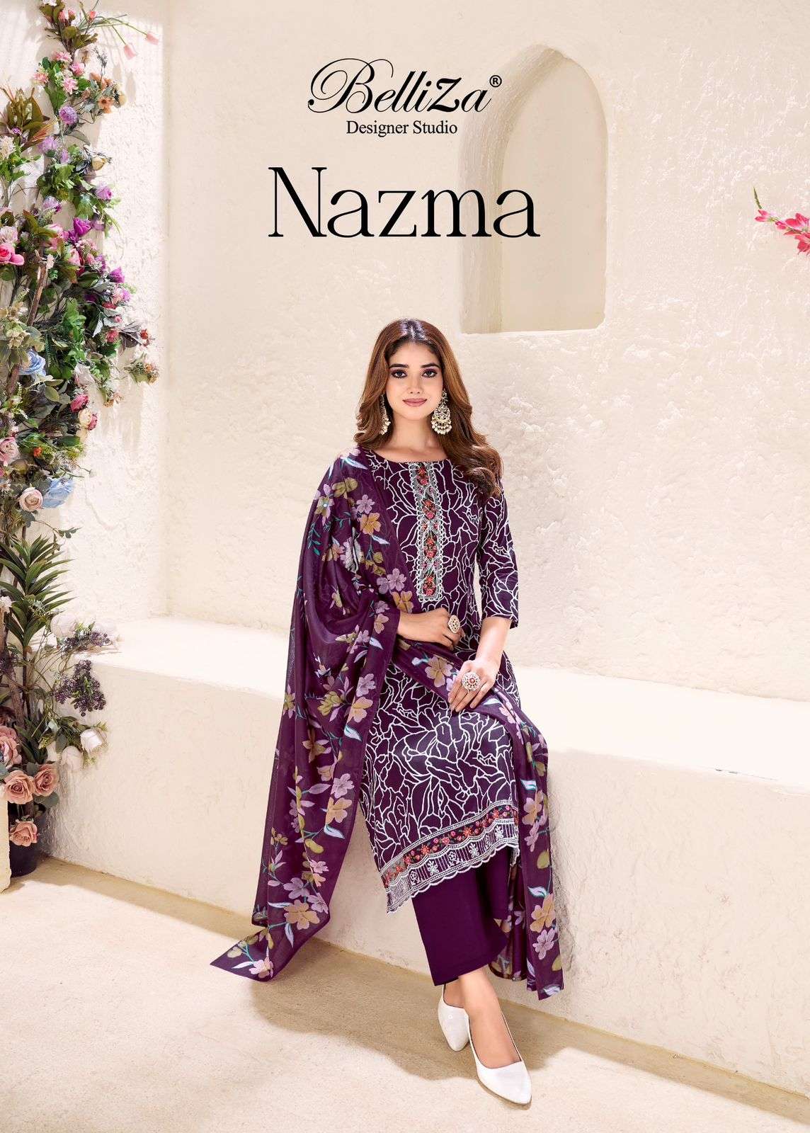 BELLIZA NAZMA PURE COTTON PRINTED EMBROIDERY PAKISTANI DRESSES-00201