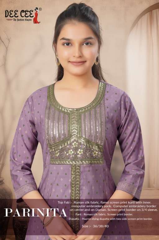 DEE CEE PARNITA PURE ROMAN SILK EMBROIDERY DRESSES-00093