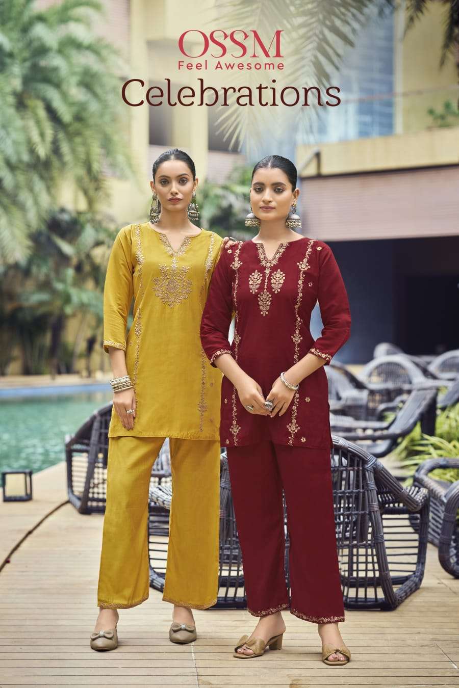 OSSM CELEBRATION PURE VISCOSE ROMAN SILK CO-ORD SET-00140