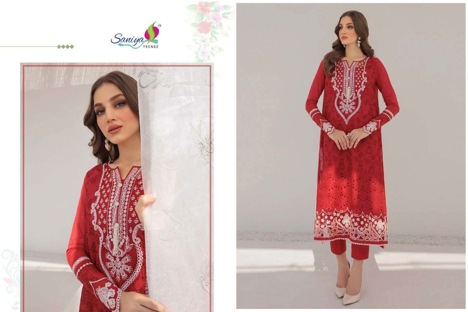 SANIYA TRENDZ H-1002 HEAVY EMBROIDERY COTTON PAKISTANI DRESS-00071