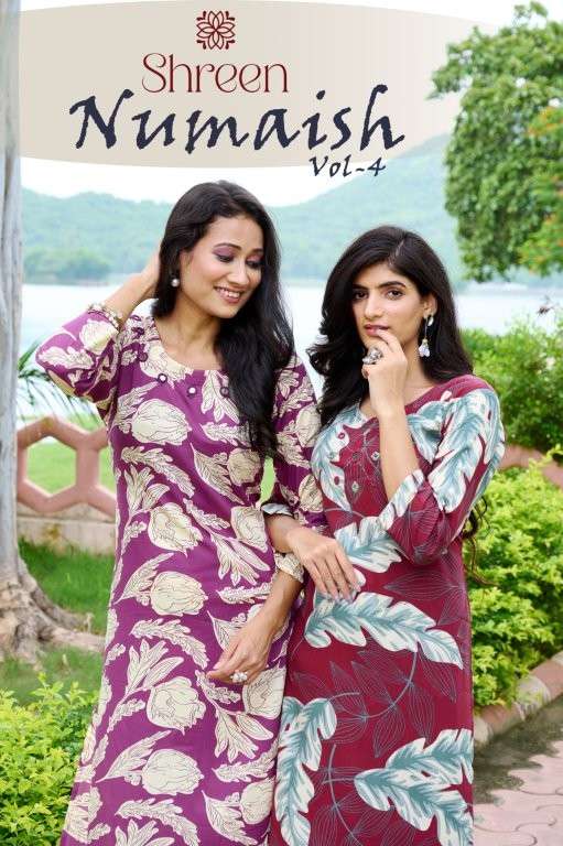 SHREEN DESIGNER NUMAISH VOL-04 PURE RAYON PRINTED CO-ORD SET-00296