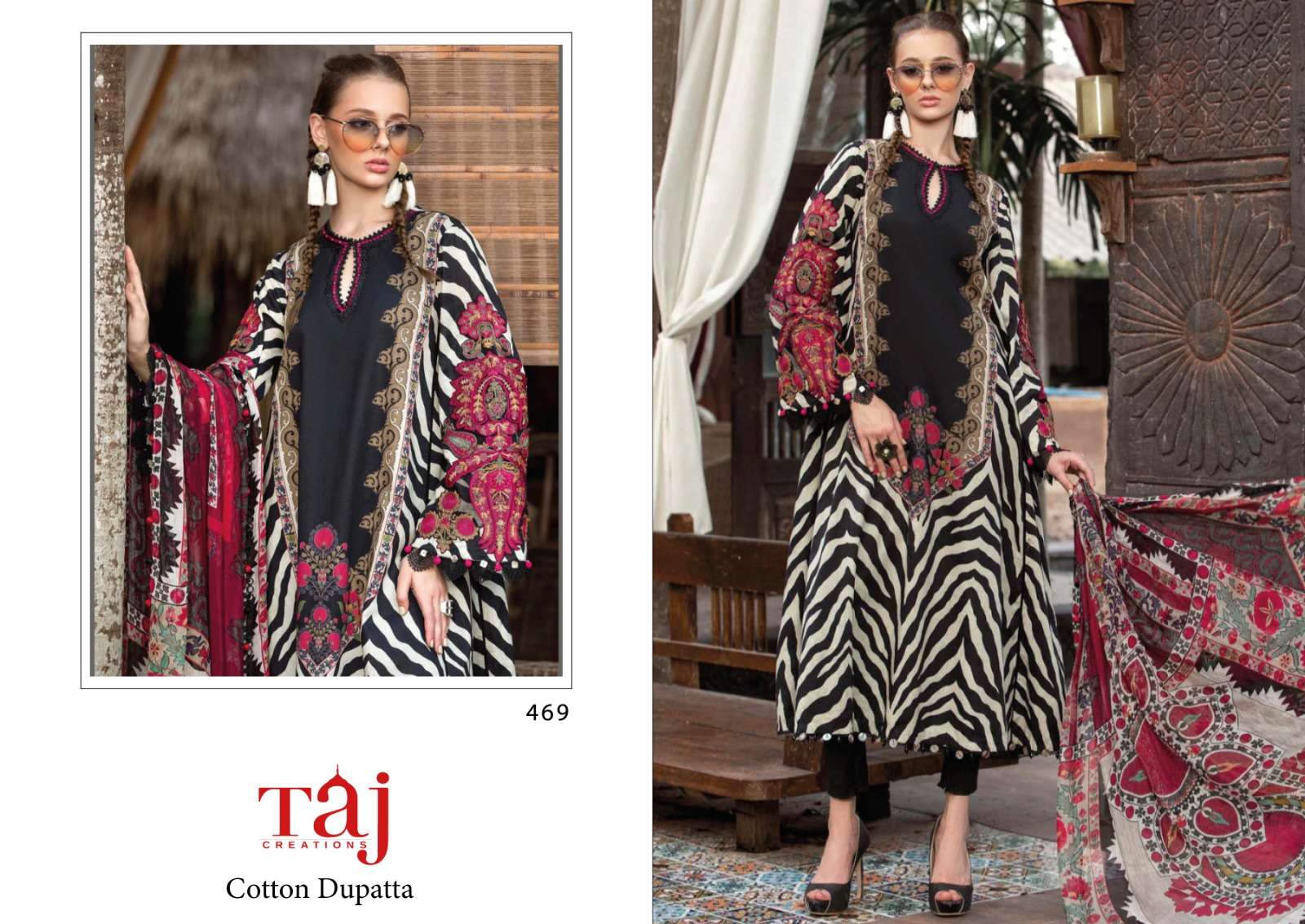 TAJ CREATION 469 SERIES PURE COTTON PRINTED EMBROIDERY PAKISTANI DRESS-00071