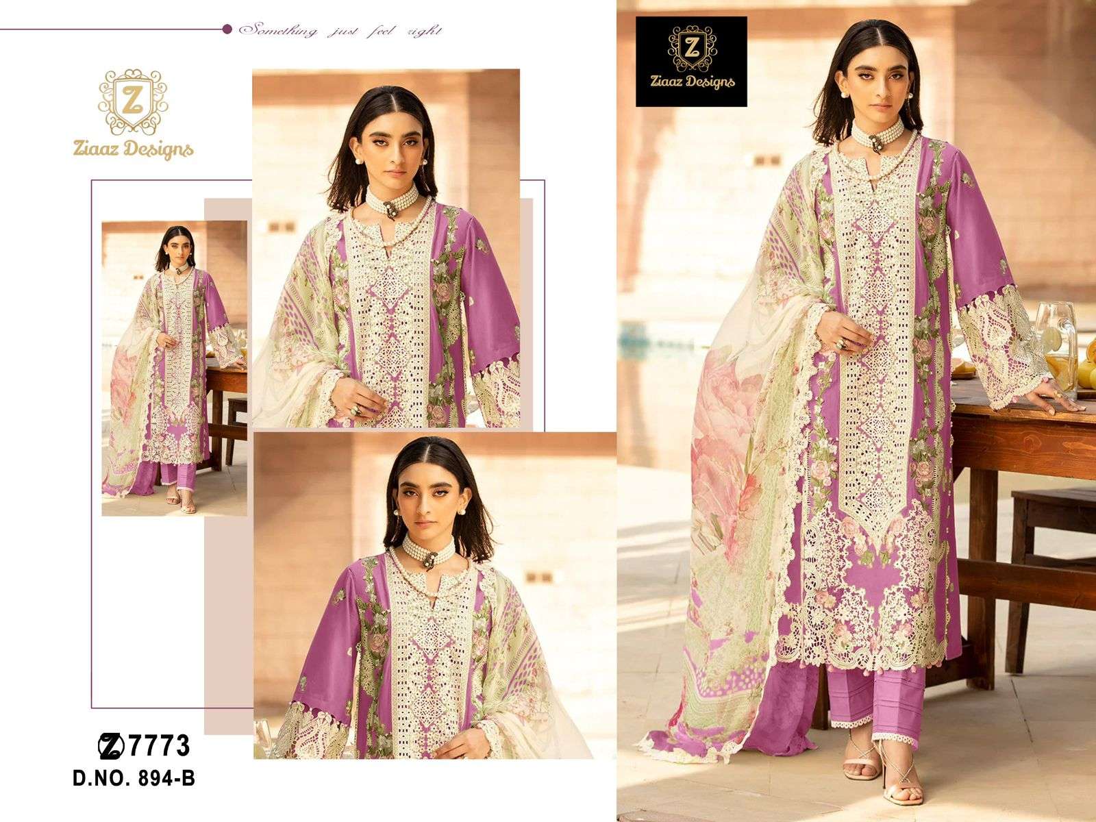 ZIAAZ DESIGNS 894-B PURE COTTON EMBROIDERY DRESSES-00201