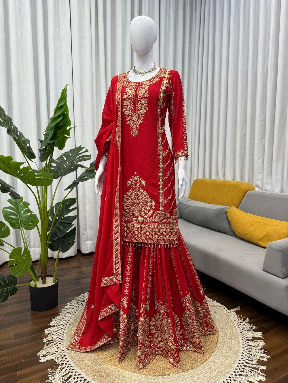 1528 HIT COLOUR BY ASLIWHOLESALE DESIGNER PURE CHINON SILK EMBROIDERY DRESSES-00241
