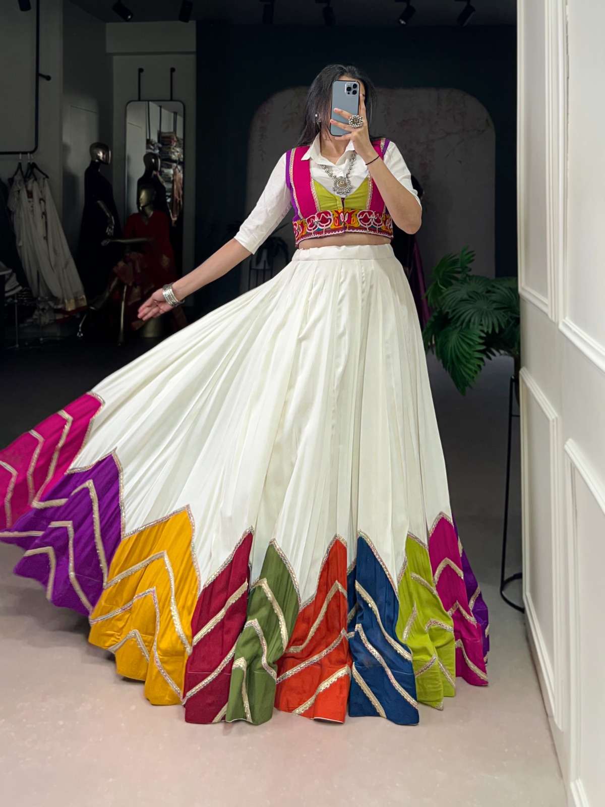 1660 COLOUR BY ASLIWHOLESALE DESIGNER PURE RAYON NAVRATRI LEHENGA-00195