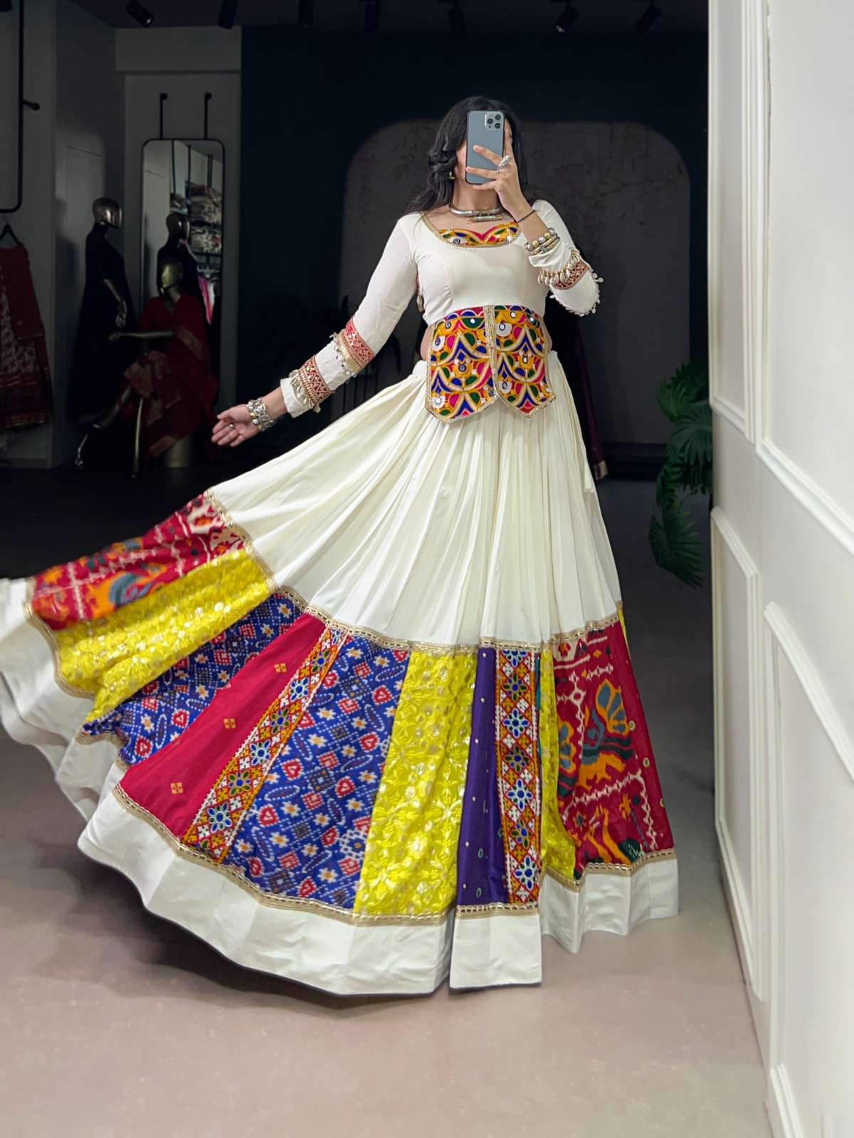 1704 COLOUR BY ASLIWHOLESALE DESIGNER PURE RAYON NAVRATRI LEHENGA-00195