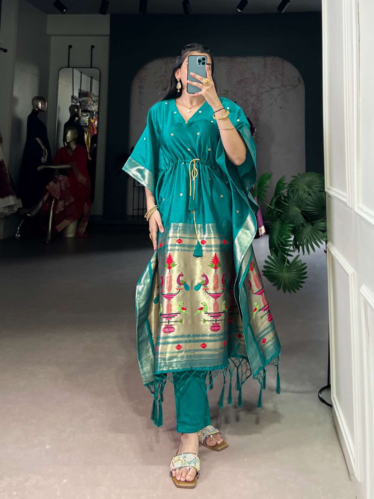 3801 COLOUR BY ASLIWHOLESALE DESIGNER PURE JACQUARD PAITHANI KAFTAN-00195