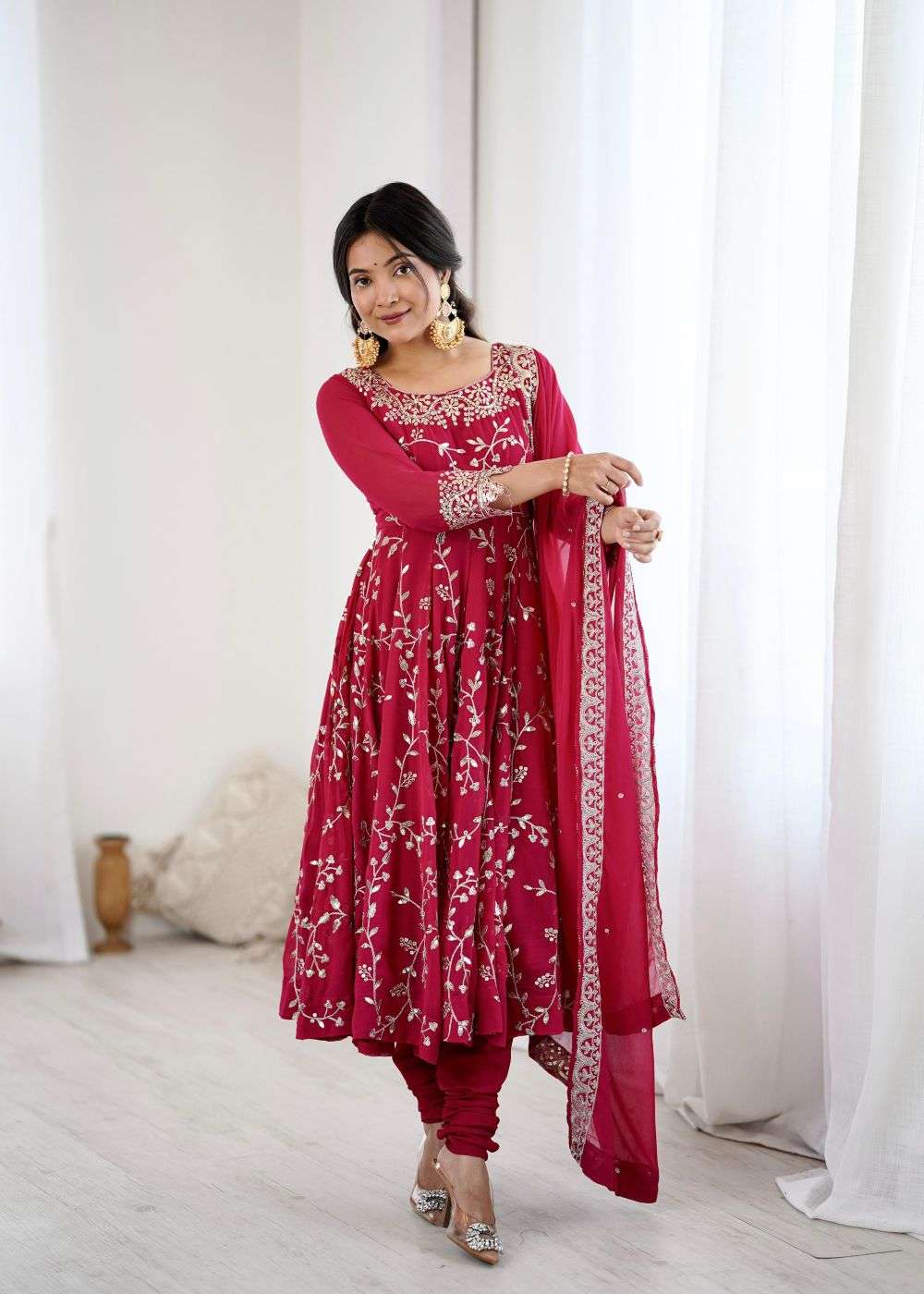 5299 HIT COLOUR BY ASLIWHOLESALE DESIGNER PURE FAUX GEORGETTE EMBROIDERY DRESSES-00262