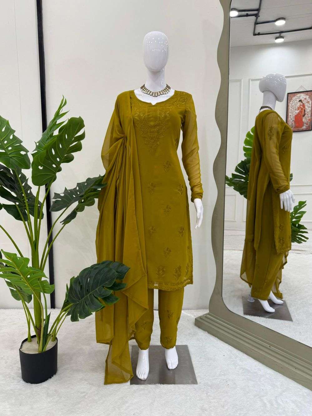 5905 HIT COLOUR BY ASLIWHOLESALE DESIGNER PURE FAUX GEORGETTE EMBROIDERY DESSSES-00242