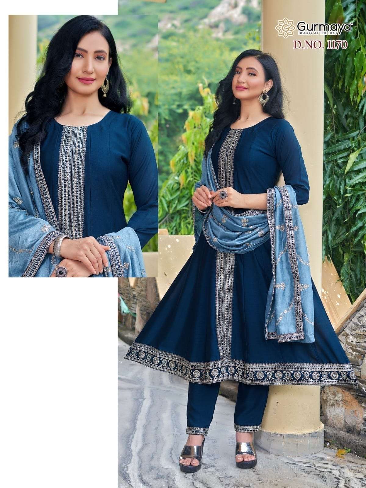 AANCHI 1170 TO 1174 SERIES PURE VICHITRA SILK EMBROIDERY DRESSES-00286