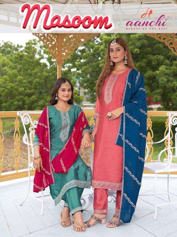 AANCHI MASOOM PURE SILK EMBROIDERY DRESSES-00286