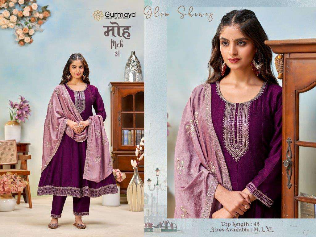AANCHI MOH 31 & 32 SERIES PURE VICHITRA SILK EMBROIDERY DRESSES-00286