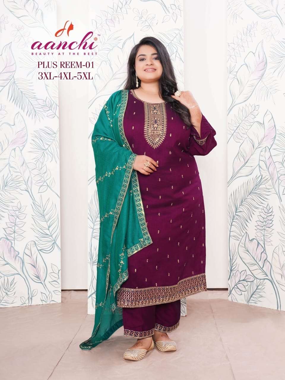 AANCHI PLUS REEM 01 TO 02 SERIES PURE VICHITRA SILK EMBROIDERY DRESSES-00286