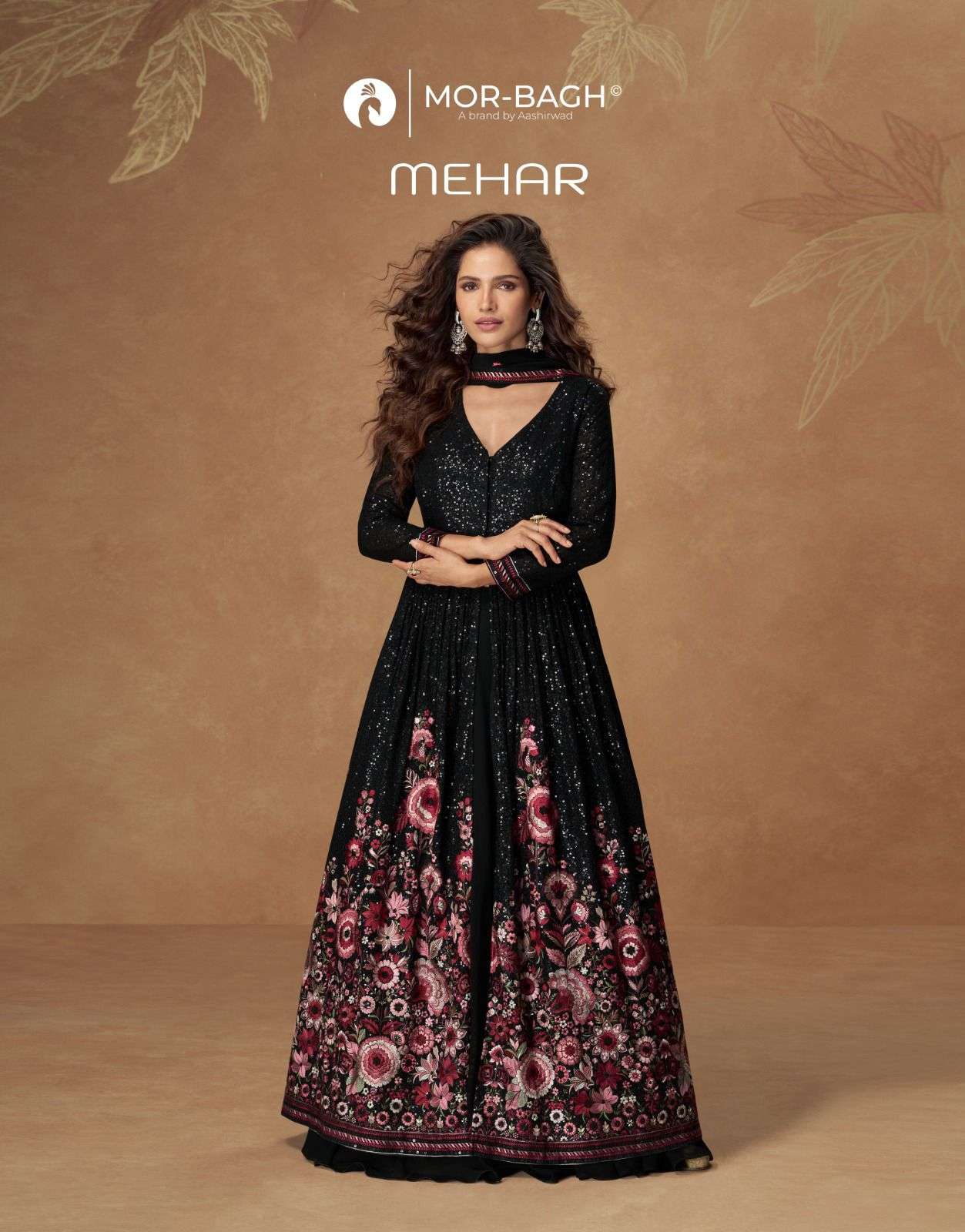 AASHIRWAD CREATION MEHAR 10262 TO 10264 SERIES PURE CHINON SILK DRESSES-00150