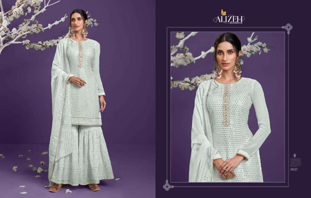 ALIZEH ZAIDA VOL-9 2037 TO 2038 SERIES PURE GEORGETTE EMBROIDERY DRESSES-00001